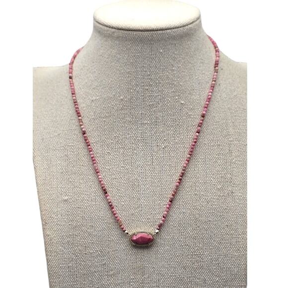 Kendra Scott Retired Pink Rhodonite Beaded Reversible Pendant Necklace Rare - Picture 1 of 8